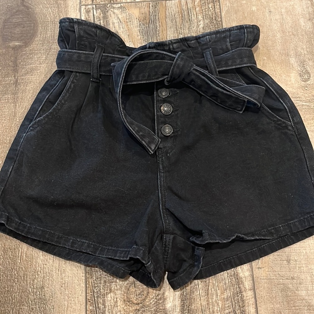 American Eagle Black Tie Shorts